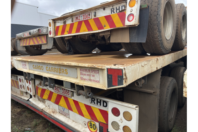 AFRIT TANDEM INTERLINK FLAT DECK TRAILER REG NO. AAZ 1063 & AAZ 1062 (EX-COMPANY)